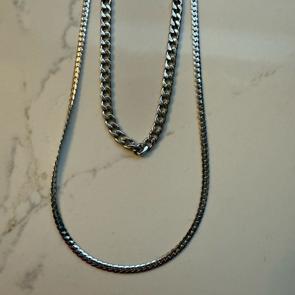 Fashion Silver 2 Chain Necklace 10$